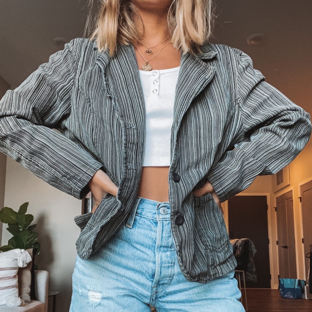 Pinstripe Jean Jacket